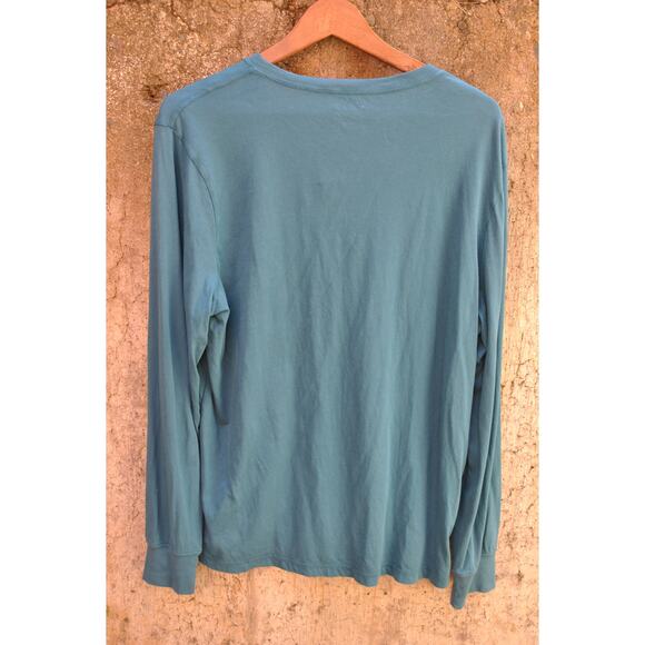 J.Crew Broken-In Henley Long Sleeve Shirt  Size L  Teal Blue Cotton  Re-Imagined - Picture 4 of 5